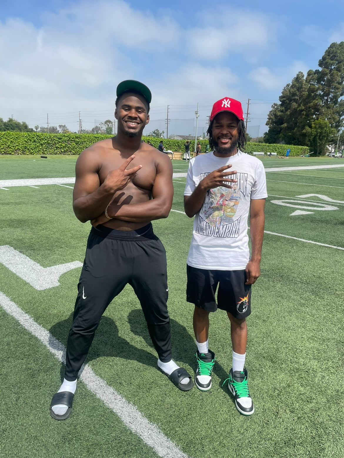 JB with Green Bay Packers defensive back Mark Perry